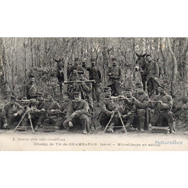 CPA - repr�sentant des soldats avec une mitrailleuse au champ de tir de Chambaran,N�7607