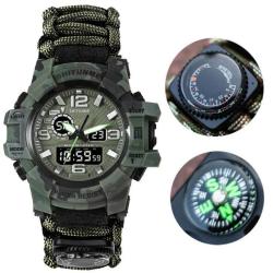 Montres num&eacute;riques LED de Sport Militaires : Boussole Ext&eacute;rieure Camouflage Khaki LIVRAISON GRATUITE