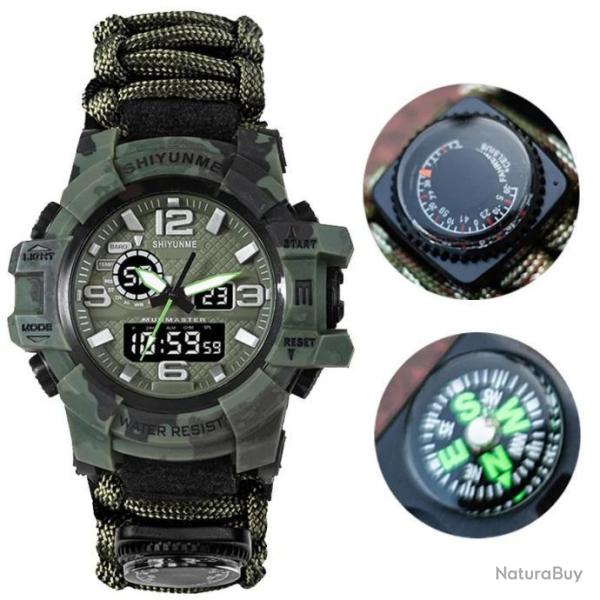 Montres num�riques LED de Sport Militaires : Boussole Ext�rieure Camouflage Khaki LIVRAISON GRATUITE