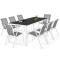 petites annonces chasse p&ecirc;che : Salon de Jardin Blanc Gris - Table - 8 Chaises - Design Moderne - Jardin LIVRAISON OFFERTE