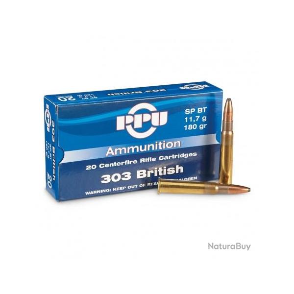 CARTOUCHES PPU CAL. .303 BRITISH 174 Grs. FMJ 5 Boites de 20 cartouches