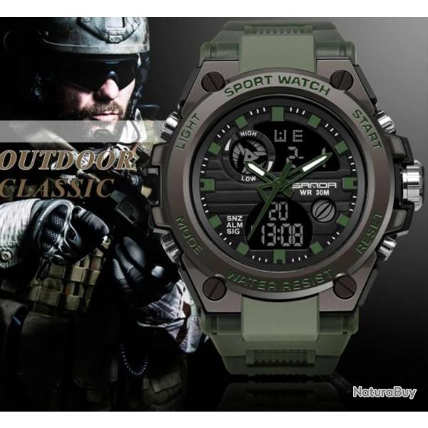 Montre - Bracelet Digital Num�rique Militaire - �lectronique Vert LIVRAISON GRATUITE