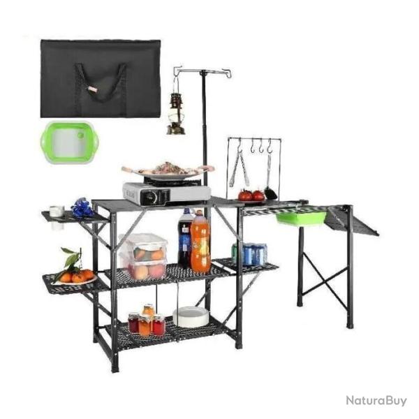 Cuisine de Camping Table de Camping Pliable en Alu avec �tag�res �vier - LIVRAISON GRATUITE