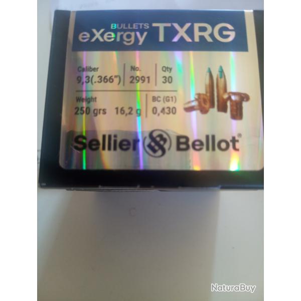 Ogives Sellier Bellot exergy TXRG sans plomb Cal 9.3mm (366)