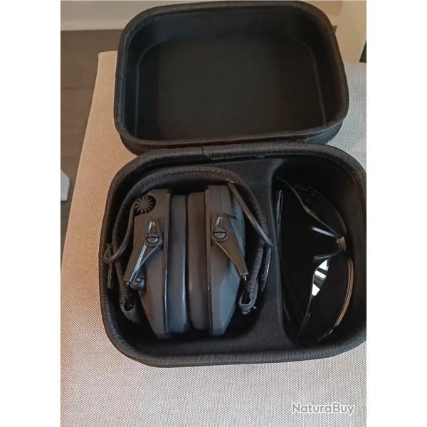 Casque anti bruit actifs Lunettes de protection Boite de rangement