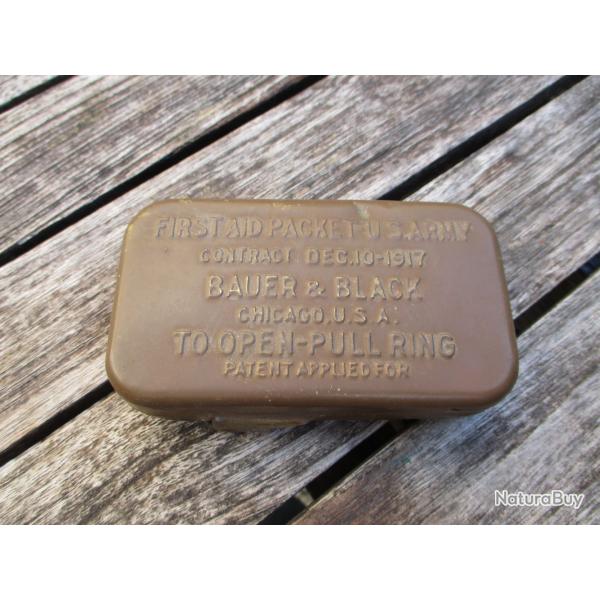 rare boite metal us d'epoque pansement ww1