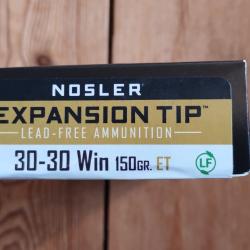 30-30 win NOSLER ETA 150gr expansion tip lead free boite 20