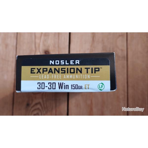 30-30 win NOSLER ETA 150gr expansion tip lead free boite 20