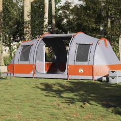 Tente de camping tunnel 4 personnes gris et orange imperm&eacute;able
