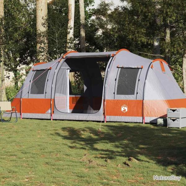 Tente de camping tunnel 4 personnes gris et orange imperm�able