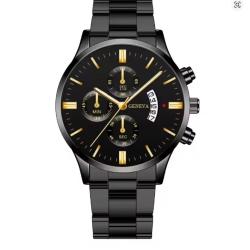 Montre-bracelet &agrave; quartz en acier inoxydable pour homme, argent, horloge calendrier, luxe