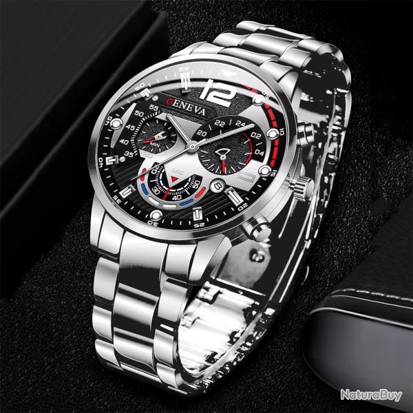 Montres pour hommes de mode montre-bracelet � quartz analogique avec bracelet en acier inoxydable