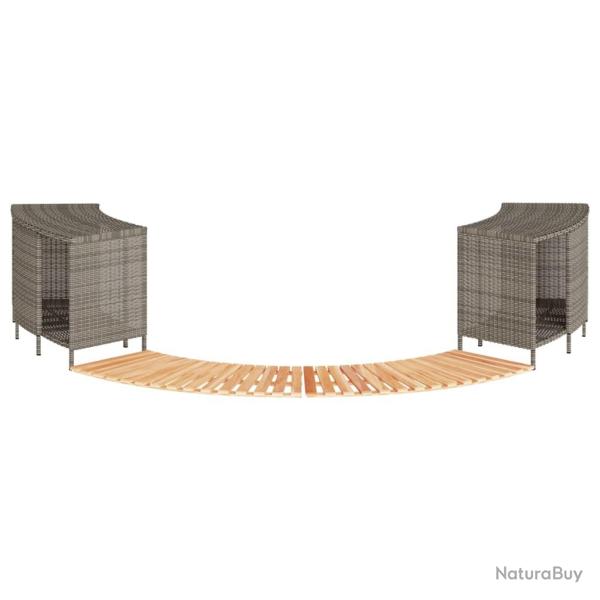 Cadre de bain � remous gris r�sine tress�e bois massif d'acacia