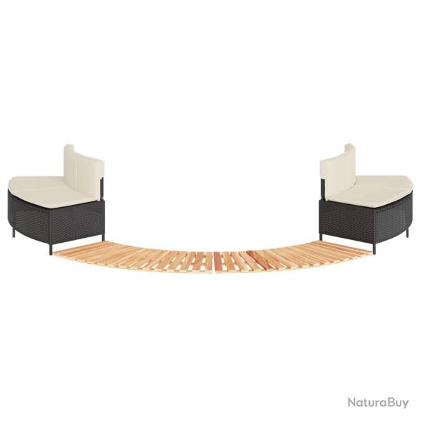 Cadre de bain � remous noir r�sine tress�e bois massif d'acacia