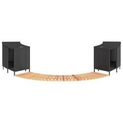 Cadre de bain &agrave; remous noir r&eacute;sine tress&eacute;e bois massif d'acacia