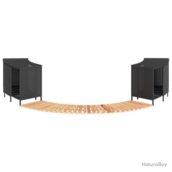 Cadre de bain � remous noir r�sine tress�e bois massif d'acacia