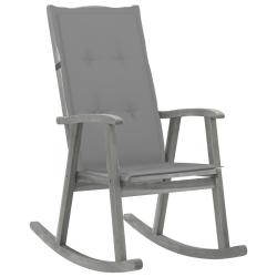Chaise &agrave; bascule avec coussins Gris Bois d'acacia massif