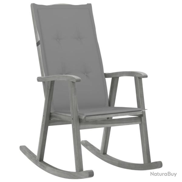Chaise � bascule avec coussins Gris Bois d'acacia massif