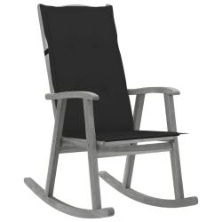 Chaise &agrave; bascule avec coussins Gris Bois d'acacia massif