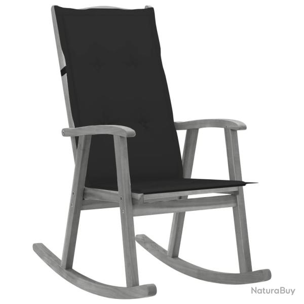 Chaise � bascule avec coussins Gris Bois d'acacia massif