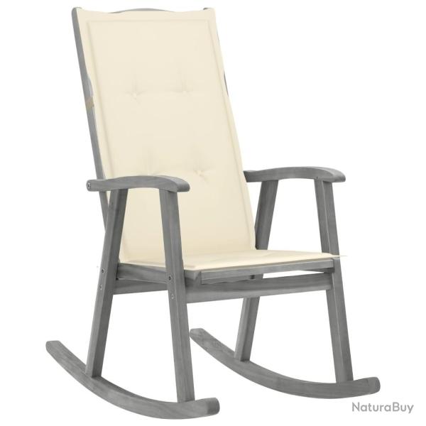 Chaise � bascule avec coussins Gris Bois d'acacia massif