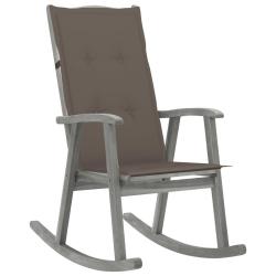 Chaise &agrave; bascule avec coussins Gris Bois d'acacia massif