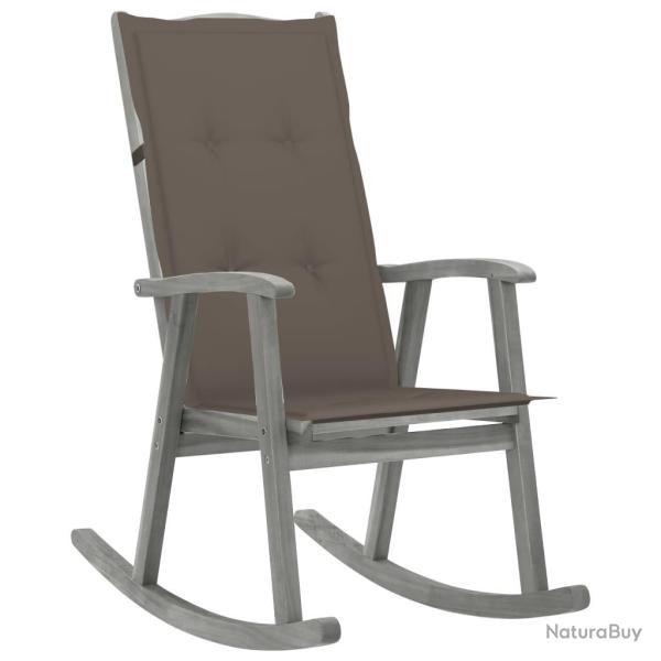 Chaise � bascule avec coussins Gris Bois d'acacia massif