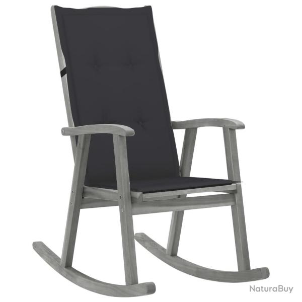 Chaise � bascule avec coussins Gris Bois d'acacia massif