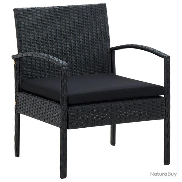 Chaise de jardin avec coussin R�sine tress�e Noir