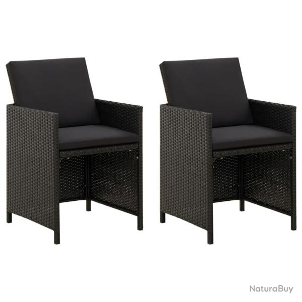 Chaises de jardin lot de 2 avec coussins R�sine tress�e Noir