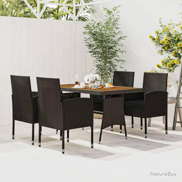Ensemble � manger d'ext�rieur 5 pcs R�sine tress�e Noir