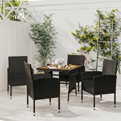 Ensemble &agrave; manger d'ext&eacute;rieur 5 pcs R&eacute;sine tress&eacute;e Noir