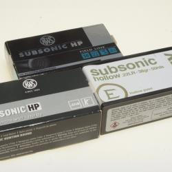 150 cartouches 22 LR subsoniques RWS et ELEY