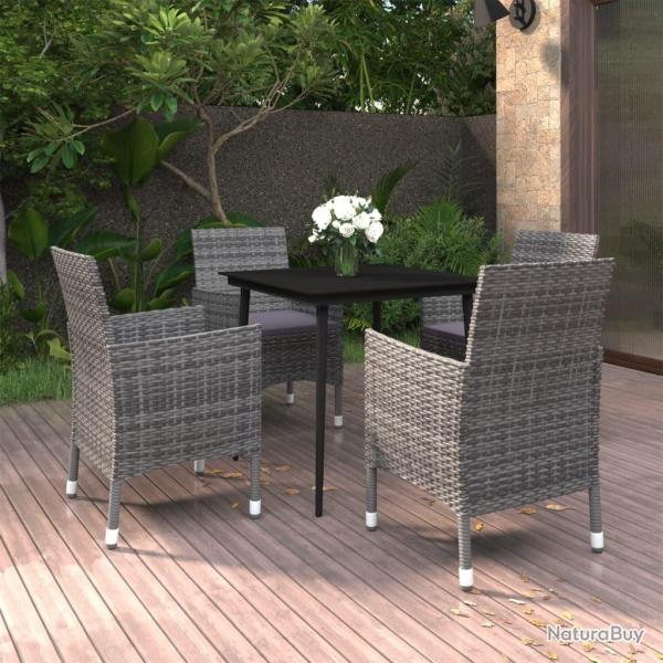 Ensemble � manger de jardin coussins 5 pcs R�sine tress�e Verre