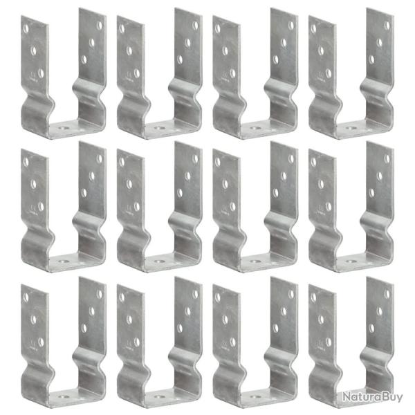 Piquets de cl�ture 12 pcs argent� 8x6x15 cm acier galvanis�