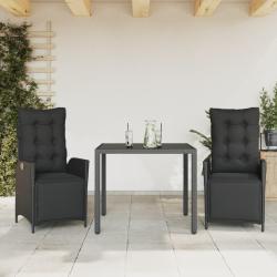 Ensemble &agrave; manger de jardin avec coussins 3 pcs Noir