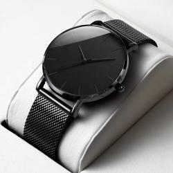 2026 Minimalist Men Fashion Ultra Thin Watches Simple Men Business Stainless Steel Mesh Belt Quartz