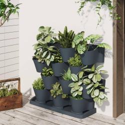 Ensemble de jardini&egrave;res verticales 12 pcs Anthracite PP