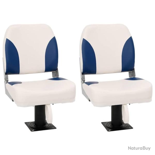 Ensemble de si�ges de bateau pliables 4 pcs bleu et blanc