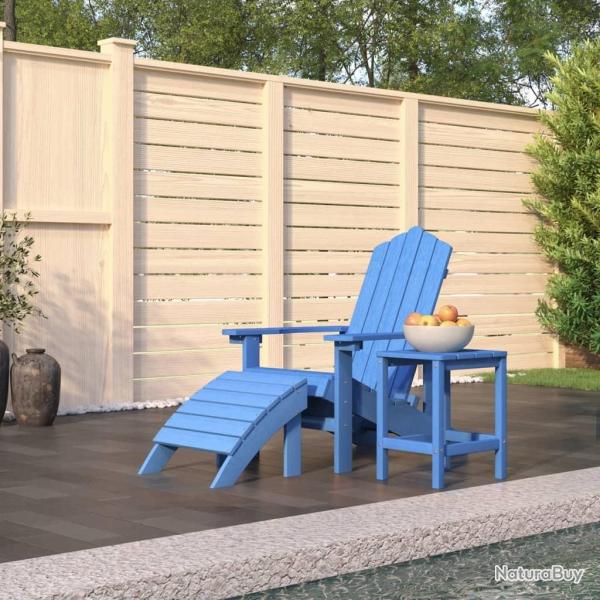 Chaise de jardin Adirondack repose-pied table PEHD Bleu aqua