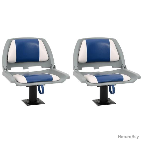 Ensemble de si�ges de bateau pliables 4 pcs bleu et blanc