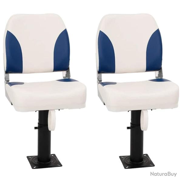 Ensemble de si�ges de bateau pliables 4 pcs bleu et blanc