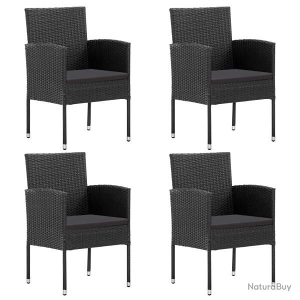 Chaises de jardin coussins noir lot de 4 noir r�sine tress�e