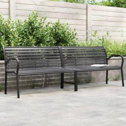Banc double de jardin noir 231 cm acier et WPC