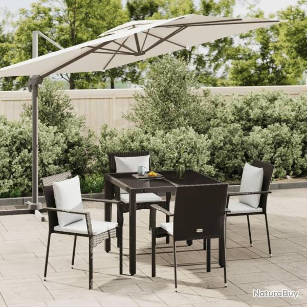 Ensemble � manger de jardin coussins 5pcs Noir R�sine tress�e