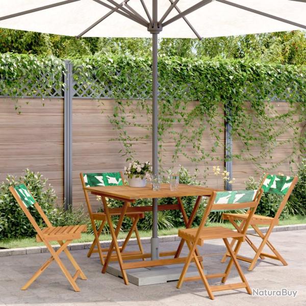 Ensemble � manger de jardin 5 pcs motif de feuilles tissu bois