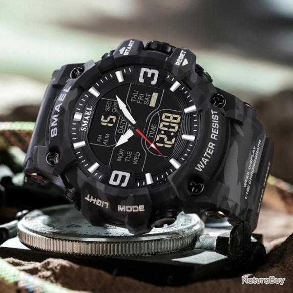 Montre - Bracelet Militaire � Quartz Num�rique Digitale - Alarme - Chronom�tre Noir LIVRAISON FREE