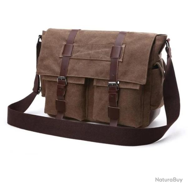 Sac � Bandouli�re en Toile et Cuir Vintage R�tro LIVRAISON GRATUITE