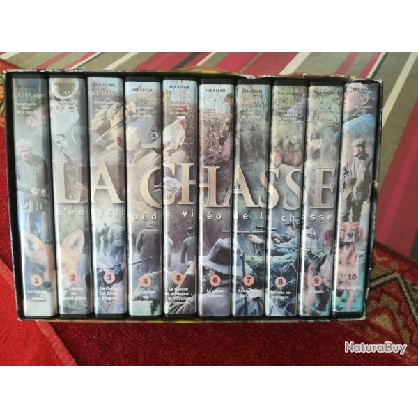 lot de 10 cassettes video VHS sur la CHASSE.