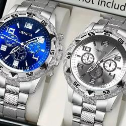 2 pi&egrave;ces/ensemble hommes montres d'affaires mode cadran arabe bracelet en acier montre &agrave; Quartz pour